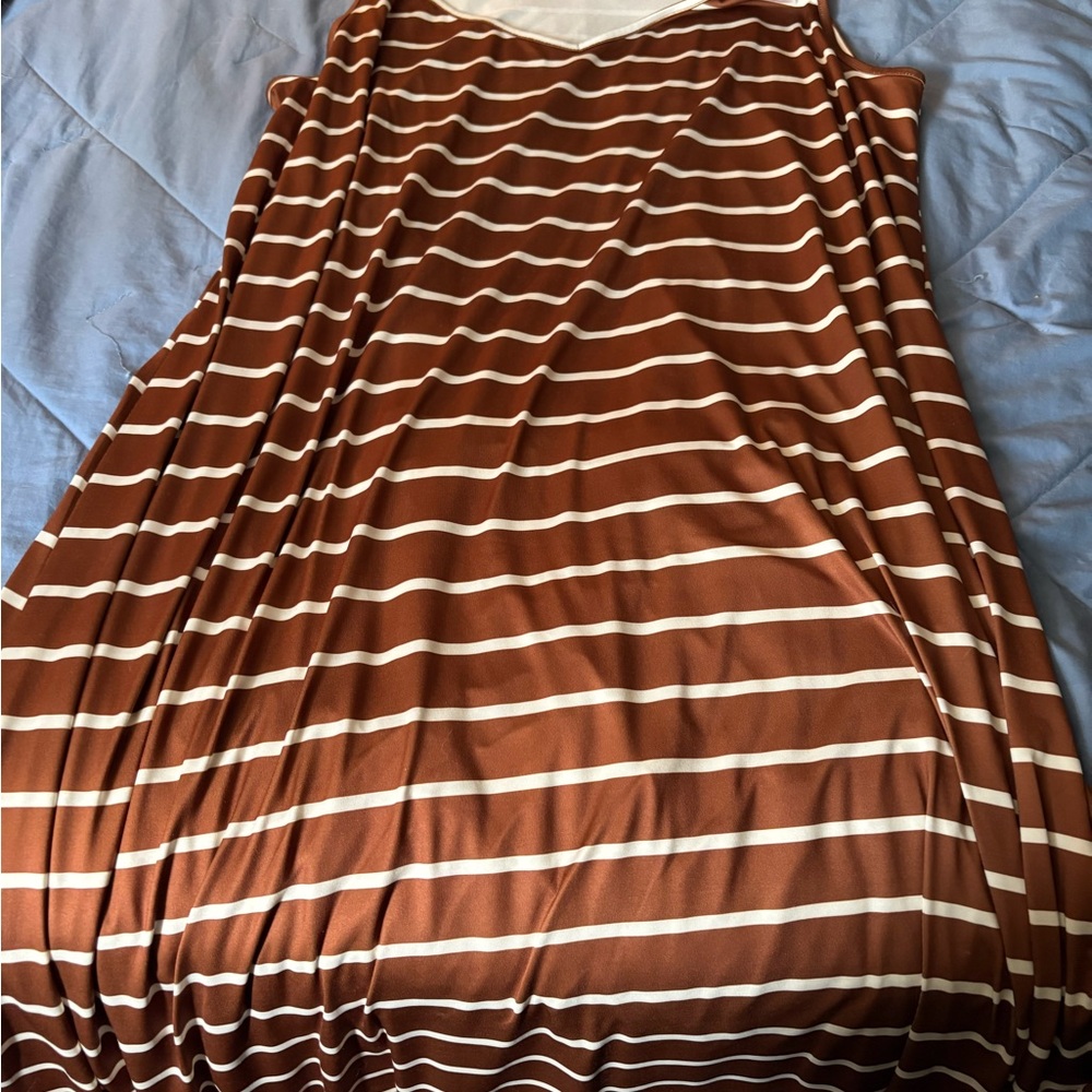 SHEIN Brown and White Sleeveless Maxi Sundress size 3x